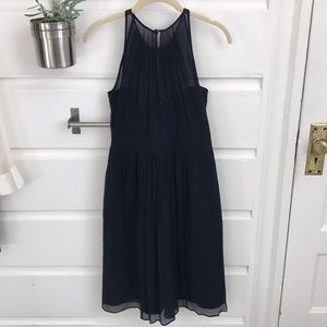 JCrew navy blue silk knee length dress